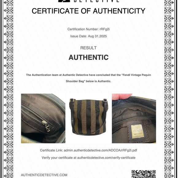 Vintage Fendi Pequin Stripe Shoulder Bag w/ COA - Brown and Black Authentic Y2K - Picture 2 of 16